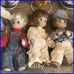 12 Mini Precious Moments 6 Porcelain Dolls, Stands & Accessories 35 Pieces