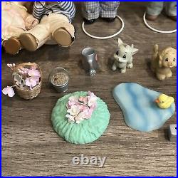 12 Mini Precious Moments 6 Porcelain Dolls, Stands & Accessories 35 Pieces