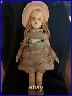 1920's Lenci Large 23 Italian Felt Doll All Original