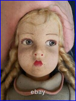 1920's Lenci Large 23 Italian Felt Doll All Original