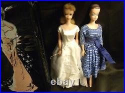 1958 Mattel Blonde Ponytail Barbie+ 1962 Fashion Queen + Case & Clothes