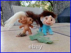 1960s UneedaWishnik DoubleHorseshoe2HeadTroll Taupe/WhiteMohair& UgliesElephant