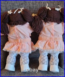 1985 Cabbage Patch Kids AA TWINS Dolls Black Hair Pacifier Mint All Original