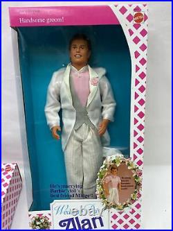 1990 Wedding Day Barbie Ken Kelly & Todd Gift Set Dolls In Original Shipper
