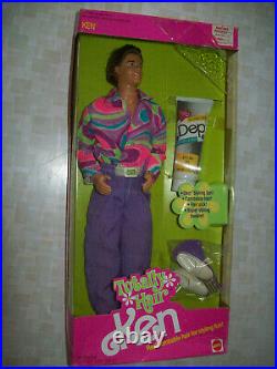 1991 Barbie Long Hair Totally Hair Ken Dolls NEW Unopened Box Style Gel Set Of 2