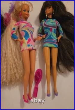 1992 Totally Hair Barbie with Hair Ties, Shoes, Original Dress Barbie Lot Extras