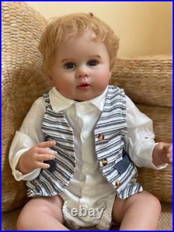 22in George Reborn Toddler Doll Open Eyes Soft Body Realistic Handmade Hair Baby