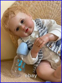 22in George Reborn Toddler Doll Open Eyes Soft Body Realistic Handmade Hair Baby