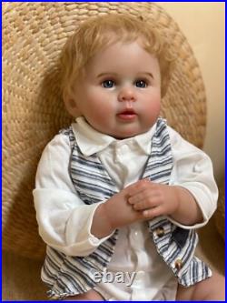 22in George Reborn Toddler Doll Open Eyes Soft Body Realistic Handmade Hair Baby