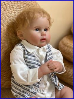 22in George Reborn Toddler Doll Open Eyes Soft Body Realistic Handmade Hair Baby