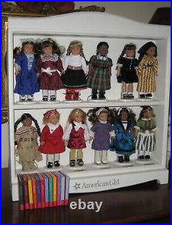 25th Anniversary Set of 12 Dolls American Girl Mini Doll Shelf Books Stands 2011