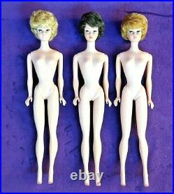 3 Vintage Barbie Bubblecut Lot Platinum Ash Blonde Fudge Brunette SO PRETTY BIN