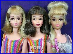 3 Vintage MOD TNT Blonde Brunette & Growin' Hair FRANCIE Barbie LOT OSS BIN