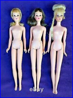3 Vintage MOD TNT Blonde Brunette & Growin' Hair FRANCIE Barbie LOT OSS BIN