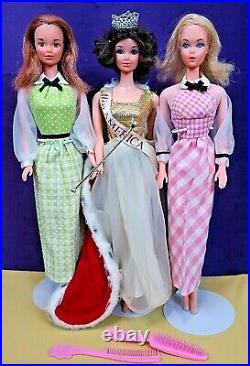 3 Vintage MOD TNT Quick Curl LOT Barbie Kelley Miss America Org OF Accs NICE BIN
