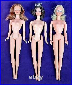 3 Vintage MOD TNT Quick Curl LOT Barbie Kelley Miss America Org OF Accs NICE BIN