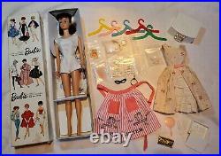 #6 Brunette Ponytail Barbie With Box, Stand, Garden Party, Clothes Access Lot
