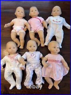 American Girl Bitty Baby Dolls Lot Of 6 Most Clothes! Blue Eyes Unisex AG LOOK