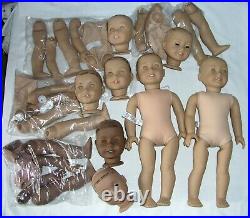 American Girl Doll TLC LOT 18 Parts Light Dark Skin Body Head Eyes Nude Dolls