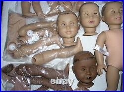 American Girl Doll TLC LOT 18 Parts Light Dark Skin Body Head Eyes Nude Dolls