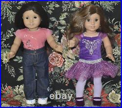 American Girl Lot Of 2 Dolls Brown Hair Hazel Eyes & Black Hair Brown Eyes