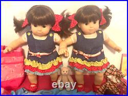 American Girl Twin Bitty Baby Doll Lot Clothing Shoes Hat Accessories Diaper Bag