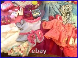 American Girl Twin Bitty Baby Doll Lot Clothing Shoes Hat Accessories Diaper Bag