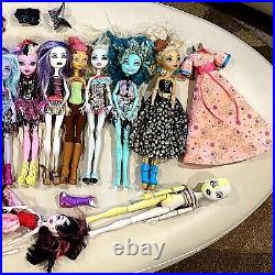 BIG Lot 18 Monster High Dolls Draculaura Lagoona Ghoulia Frankie Cleo Clawdeen