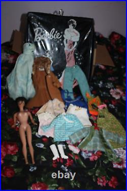 Barbie 1958 Early Bubblecut Midge Clothes Case accessories brunette tagged dres