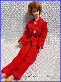 Barbie & Allan Lot Vtg 1961 Bubble Cut Titian Red Hair Wigs Case Clothes
