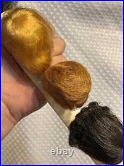 Barbie & Allan Lot Vtg 1961 Bubble Cut Titian Red Hair Wigs Case Clothes