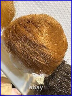 Barbie & Allan Lot Vtg 1961 Bubble Cut Titian Red Hair Wigs Case Clothes