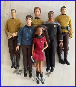 Barbie Star Trek Dolls 2008 Mattel N5503, Lot of 6 Dolls Uhura Spock Kirk Geordi