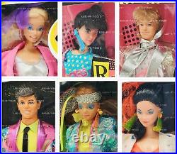 Barbie and The Rockers Lot of 6 Dolls Mattel Dana Diva Derek Ken & Barbie USED