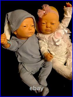 Berjusa Vtg Newborn Twins Anatomically Correct Full Vinyl Body Rare Set