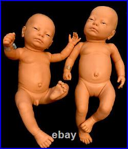 Berjusa Vtg Newborn Twins Anatomically Correct Full Vinyl Body Rare Set