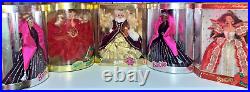Brand New-Vintage 1993-1998 Happy Holidays Collector Edition Barbie Lot- 5 Dolls