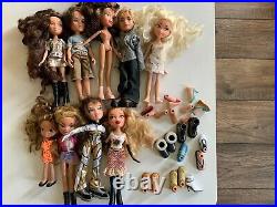 Bratz Dolls MGA 2001 Set Of 9 withClothing & Shoes As Pictured. Estate Find Lot