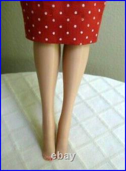 Breathtaking Vintage Lemon Bubblecut Barbie Wearing Mint Red Dotted Sheath