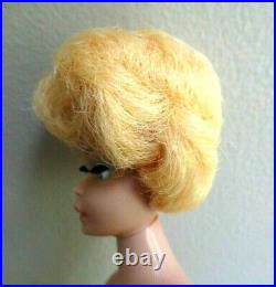 Breathtaking Vintage Lemon Bubblecut Barbie Wearing Mint Red Dotted Sheath