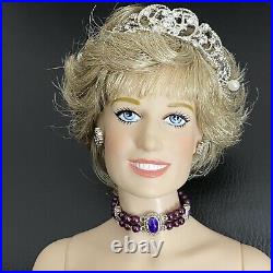 Diana Princess of Wales Vinyl Portrait Doll FRANKLIN MINT Velvet Purple Dress 16