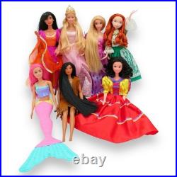 Disney Princess Barbie Lot Rapunzel Esmeralda Pocahontas Snow White Mattel Dolls