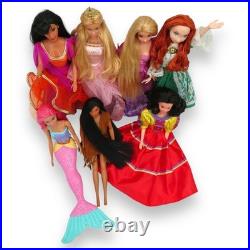 Disney Princess Barbie Lot Rapunzel Esmeralda Pocahontas Snow White Mattel Dolls