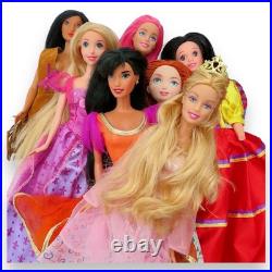 Disney Princess Barbie Lot Rapunzel Esmeralda Pocahontas Snow White Mattel Dolls