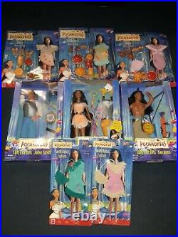 Disney Vintage 90s Mattel Pocahontas Braided Beauty John Smith Kocoum dolls lot