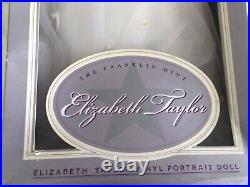 ELIZABETH TAYLOR FRANKLIN MINT DOLL White Dress Vinyl Portrait NIB