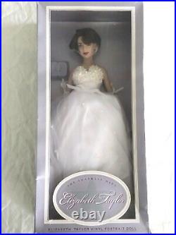 ELIZABETH TAYLOR FRANKLIN MINT DOLL White Dress Vinyl Portrait NIB