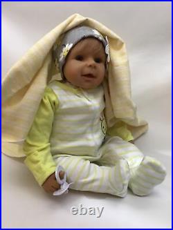 Evelyn Leman Vinyl Baby Doll 20 Blue Eyes Hair Cloth Body Dressed signed