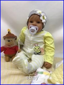 Evelyn Leman Vinyl Baby Doll 20 Blue Eyes Hair Cloth Body Dressed signed