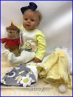 Evelyn Leman Vinyl Baby Doll 20 Blue Eyes Hair Cloth Body Dressed signed